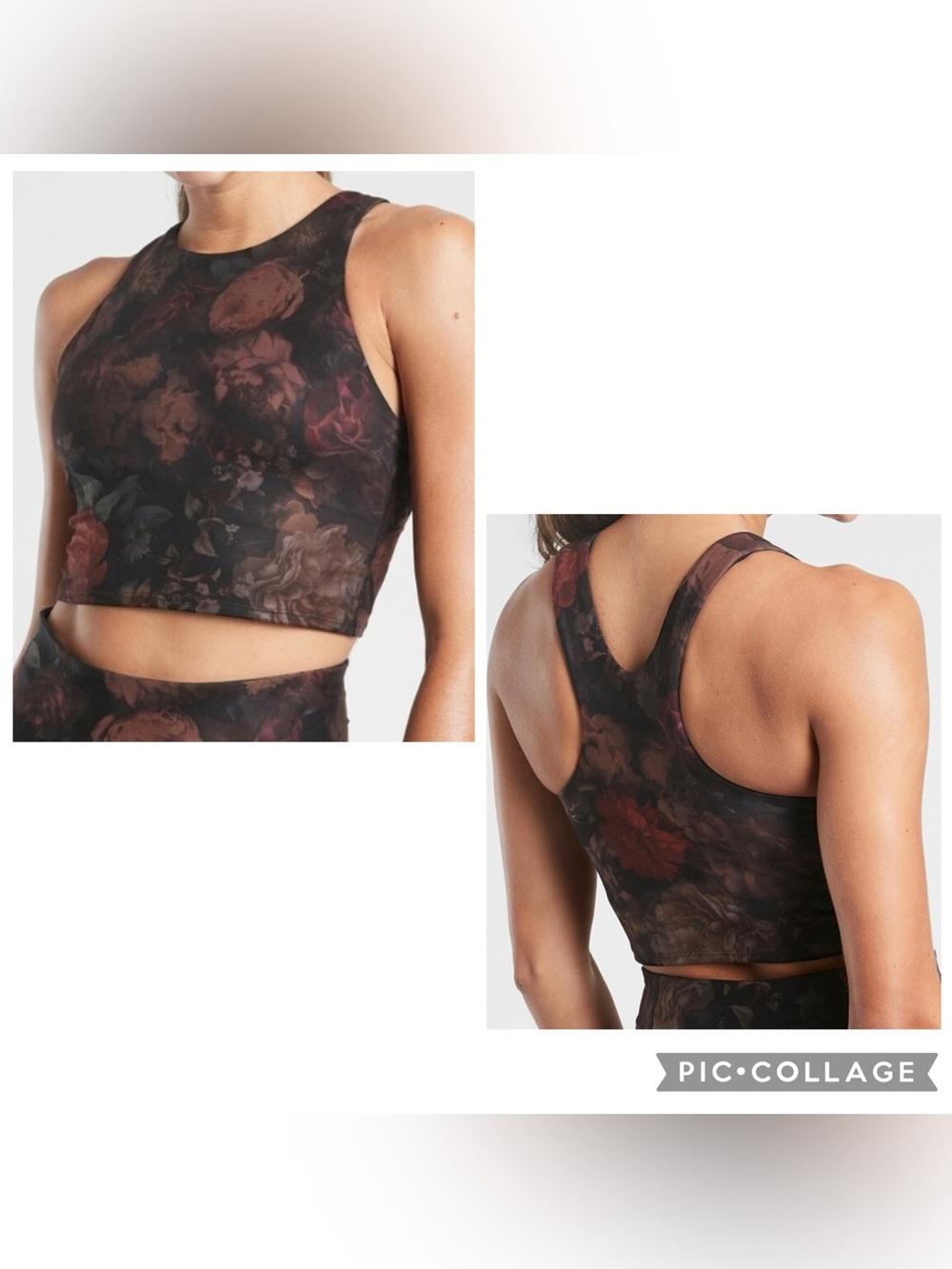 ATHLETA Women’s Dark Floral Conscious Crop Printed A-C Antoinette Norwegian XL.